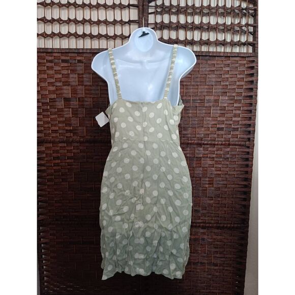 Leith Sage Green Polka Dot Mini Dress - Picture 2 of 2